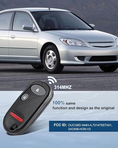 ECCPP 3 Buttons Keyless Entry Remote Key Fob Replace Part Number OUCG8D-344H-A 02-10 Compatible with H onda Civic CR-V Element 2003 for Honda Element (Pack of 1) in Saudi Arabia