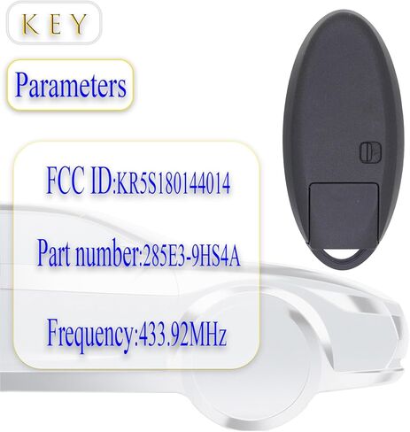 Key fob Replacement fits for Nissan Altima 2016-2018 Smart Car Keyless Entry KR5S180144014 285E3-9HS4A 433.92MHZ 4A in Kuwait