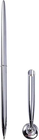 مجموعة أقلام مكتب مع حامل معدني، قلم توقيع فضي للضيوف مع حامل قاعدة مستدير، مجموعة قلم حبر جاف للمكتب للمنزل والفنادق وأقلام العدادات وردهات البنوك والمكاتب والمدرسة in Kuwait