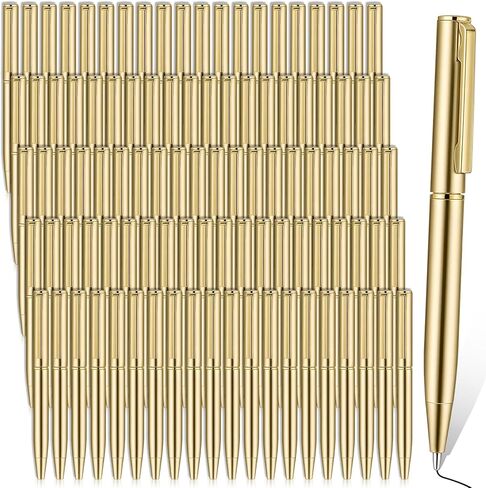 100 Pcs Small Ballpoint Pen 4 Inch Short Mini Gold Pens Bulk 1 mm Tiny Black Ink Ballpoint Smooth Writing Tool and Gift for Notebook Pockets Signature Notepads Business Office in Kuwait