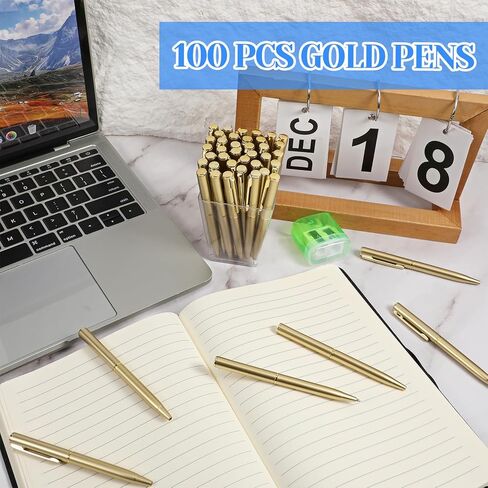100 Pcs Small Ballpoint Pen 4 Inch Short Mini Gold Pens Bulk 1 mm Tiny Black Ink Ballpoint Smooth Writing Tool and Gift for Notebook Pockets Signature Notepads Business Office in Kuwait