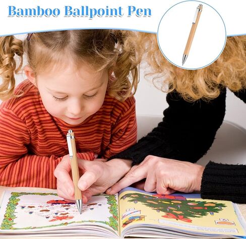 SHENLIU 100 قطعة من أقلام الخيزران السائبة، قلم حبر جاف خشبي قابل للسحب، حبر أسود 1 مم، أقلام نقش قابلة للتخصيص، قلم هدية للرجال والنساء، مكتب المنزل، موظف المدرسة، كتابة التوقيع اليومي in Kuwait