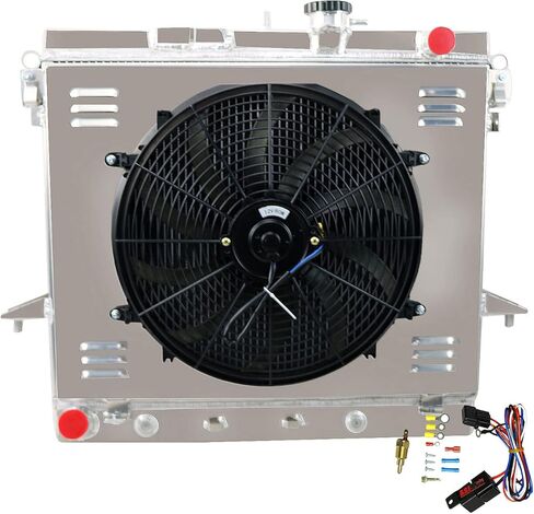 3 صفوف مشعاع + كفن + 16 بوصة مروحة + مجموعة ترموستات متوافقة مع 2006-2012 Chevy Colorado/Hummer H3 H3T/GMC Canyon 5.3L 2007 2008 2009 2010 2011، مشعاع 44 مم in Kuwait