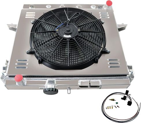 3 صفوف مشعاع + كفن + 16 بوصة مروحة + مجموعة ترموستات متوافقة مع 2006-2012 Chevy Colorado/Hummer H3 H3T/GMC Canyon 5.3L 2007 2008 2009 2010 2011، مشعاع 44 مم in Kuwait