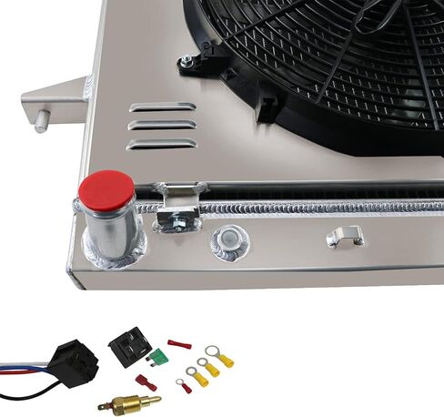 3 صفوف مشعاع + كفن + 16 بوصة مروحة + مجموعة ترموستات متوافقة مع 2006-2012 Chevy Colorado/Hummer H3 H3T/GMC Canyon 5.3L 2007 2008 2009 2010 2011، مشعاع 44 مم in Kuwait
