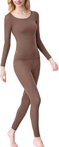 ملابس داخلية نسائية طويلة ورفيعة للغاية وطويلة من Johns ذات رقبة مستديرة وملابس داخلية حرارية مكونة من قميص علوي وطماق in Kuwait