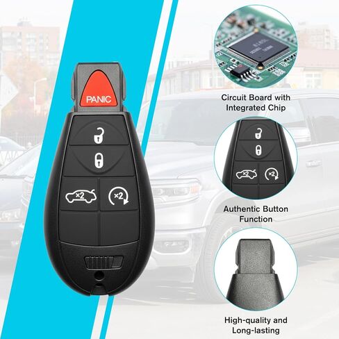 2PCS Car Key Fob Keyless Entry Remote 433Mhz M3N32297100 / 56046771AA for Dodge Dart 2013-2016 | 4 Buttons with Door Key in Saudi Arabia