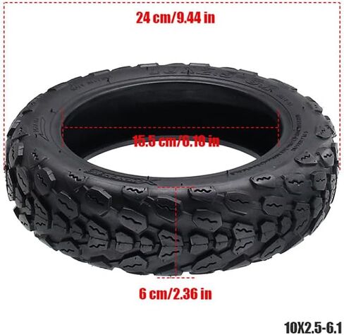 10x2.50-6.1 Anti-Slip Rubber tube tyre for Electric Scooter, Wear-Resistant Replacement Accessory with Deep Tread Grip, 240x64mm Black in Saudi Arabia