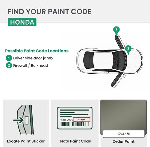 ERA Paints - G545M - Ash Green Metallic for HONDA Exact OEM Color Match Automotive Touch Up Paint for Cars - Scratch & Chip Repair for Metal & Plastic - Premium Kit - Made in USA in Kuwait