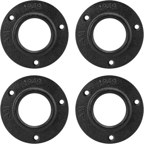 Industrial Pipe Floor Flange, Heavy Duty Malleable Iron Pipe Fittings, Wall Mounted Vintage DIY Threaded Flange for Decoration Pipe Fitting Project, Black(2 Pack, 2 Inch) in Kuwait