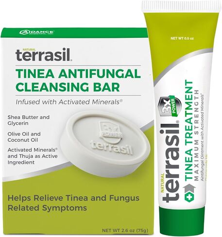 Terrasil Tinea Treatment 2-Product Ointment and Cleansing Bar System with All-Natural Activated Minerals 6X Tinea Fungus Fighting Power (14gm Tube + 75gm bar) in Kuwait