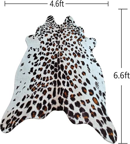 JACCAWS Faux Leopard Rug - Durable and Soft (4.6ft x 6.6ft) - Cheetah Print Rug for a Western Boho Decor - Synthetic, Cruelty-Free Animal Print Rugs with No-Slip Backing (4.6ft x 6.6ft) in Kuwait