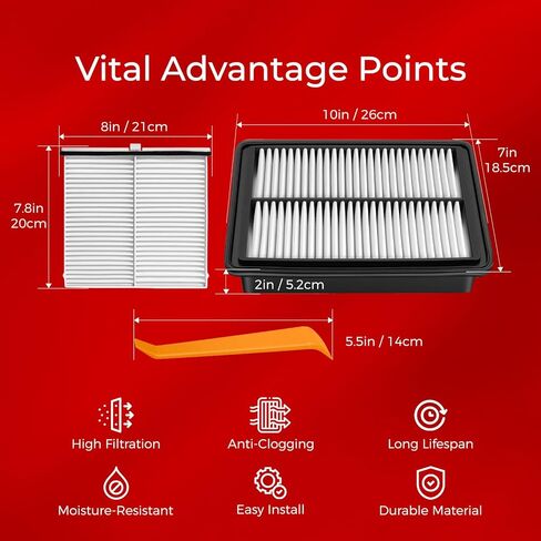 Engine & Cabin Air Filter Kit Compatible with 2019-2024 Mazda CX-30, 2019-2025 Mazda 3, 2023-2025 CX-50 | Replace BDGF-61-J6X, PAH9-13-3A0A | Includes Mazda CX30 Cabin Air Filter-Equivalent Models in Kuwait