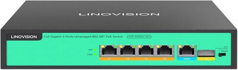 LINOVISION 4 Ports Full Gigabit PoE++ Switch, Built-in 96W Power, All 4 Ports support BT 90W, Sufficient Power for all IEEE 802.3 af/at/bt PoE devices, including PTZ cameras, Wireless AP and PoE light in Kuwait