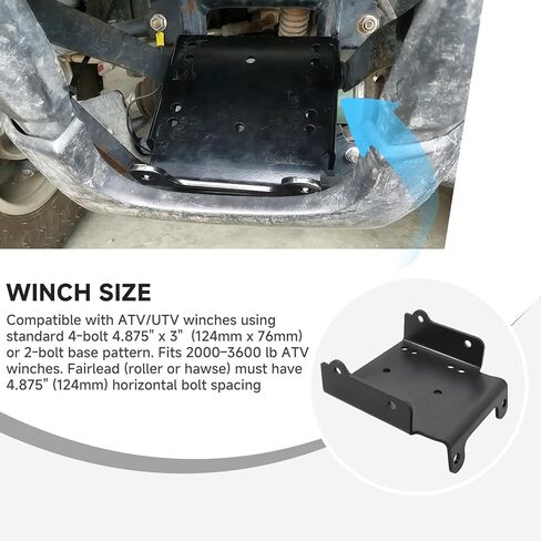 ATV Winch Mounting Bracket Kit Compatible with Suzuki King Quad 450/500 AXi/700/750 Winch Mount, Fits 2000–3600 lb Winches, 4.875" Fairlead, Standard 4-Hole 4 7/8"x 3"& 2-Hole Mounting Plate in Kuwait