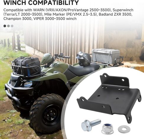 ATV Winch Mounting Bracket Kit Compatible with Suzuki King Quad 450/500 AXi/700/750 Winch Mount, Fits 2000–3600 lb Winches, 4.875" Fairlead, Standard 4-Hole 4 7/8"x 3"& 2-Hole Mounting Plate in Kuwait