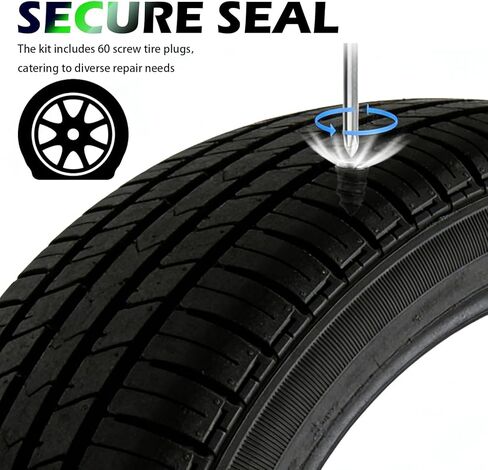 60PCS 2026 Upgraded Tire Repair Rubber Nail Kit with 4 Sizes,Fast Self-Service Screw Tire Plug Kit for Tubeless Tires Car Motorcycle,Tires Repair Kits with Box and Screwdriver in Saudi Arabia