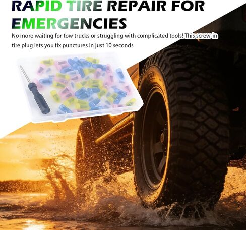 60PCS 2026 Upgraded Tire Repair Rubber Nail Kit with 4 Sizes,Fast Self-Service Screw Tire Plug Kit for Tubeless Tires Car Motorcycle,Tires Repair Kits with Box and Screwdriver in Saudi Arabia
