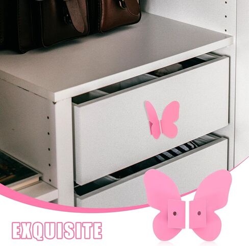 Toyvian Butterfly Cabinet Handles and Drawer Pulls, Pink Vintage Dresser Knobs for ’ Room Furniture Hardware, 1 Pair Decorative Butterfly Handles for Cabinet Doors and Drawers in Saudi Arabia