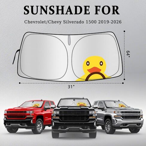 Windshield Sunshade for Chevrolet/Chevy Silverado 1500 2019-2026,Foldable Windshield Sun Shade for Silverado,Blocks Ultraviolet Rays in Kuwait