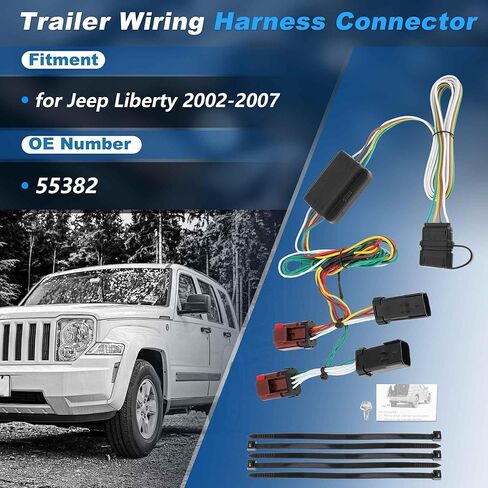 4 Pin Trailer Wiring Harness 55382 Towing Hitch Wiring Kit for Jeep Liberty 2002 2003 2004 2005 2006 2007 Connector Towing Harness Converter in Saudi Arabia
