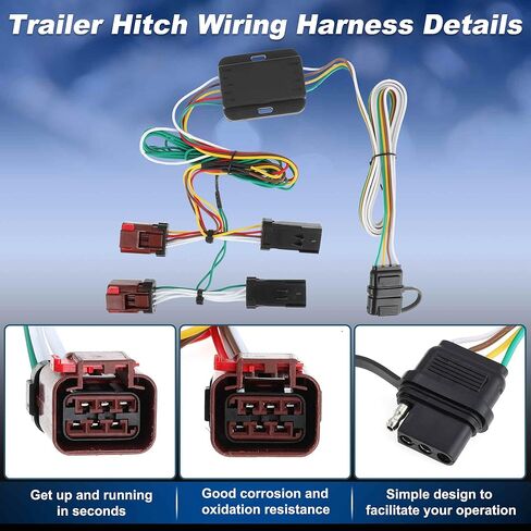 4 Pin Trailer Wiring Harness 55382 Towing Hitch Wiring Kit for Jeep Liberty 2002 2003 2004 2005 2006 2007 Connector Towing Harness Converter in Saudi Arabia