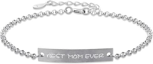 Best Mom Ever Bracelet for Women, 925 Sterling Silver Inspirational Mom Jewelry, Meaningful Gift for Mother in Saudi Arabia