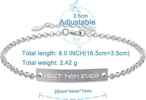 Best Mom Ever Bracelet for Women, 925 Sterling Silver Inspirational Mom Jewelry, Meaningful Gift for Mother in Saudi Arabia