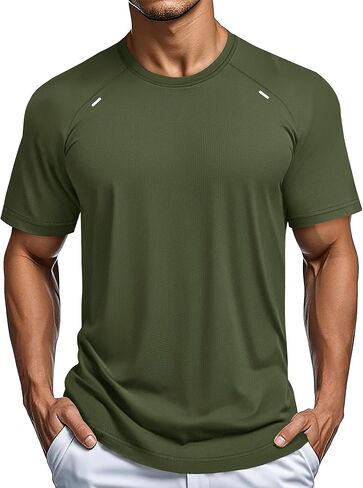 MAGCOMSEN Men's Dry Fit Short Sleeve T-Shirt Lightweight Running Workout Athletic Gym Shirts in Kuwait