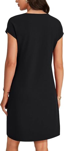 OPOIPIN Women's Notch Neck Cap Sleeve Loose Fit A Line Vacation Casual Mini Dress in Saudi Arabia
