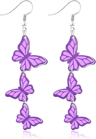 yfstyle Purple Butterfly Dangle Earrings for Women Acrylic Butterfly Earrings Set Spring Wedding Jewelry Gifts in Kuwait