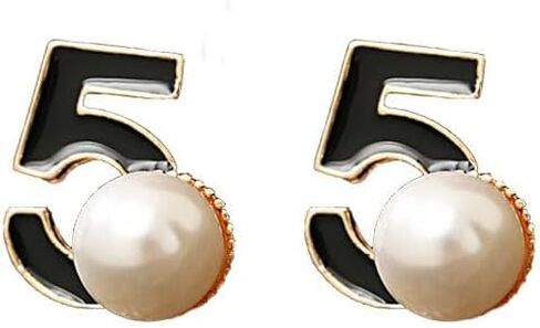 Fashion Number 5 Pearl Camellia Flower Drop Earrings Dangle for Women in Kuwait