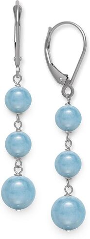 Belacqua Natural Milky Blue Aquamarine Drop Earrings in Sterling Silver, 1.5 Inches Length, Closure - Leverback, Jewelry for Women, Gift Box Included in Kuwait