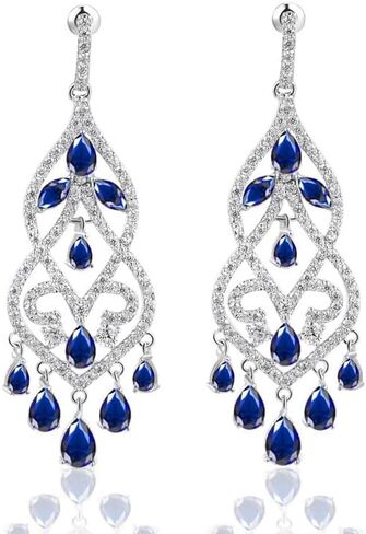 14K Gold Crystal Tassel Chandelier Earrings for Womem,Vintage Style Moissanite Drop Dangle Statement Earrings,Fashion Jewelry Gift for Mom,Girlfriend,Wife in Kuwait