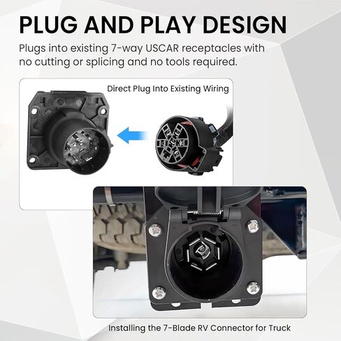 Gonice 7-Way RV Blade Trailer Connector for Chevy, Ford, GMC, Nissan, and More - Factory Tow Package and USCAR Socket Required in Kuwait