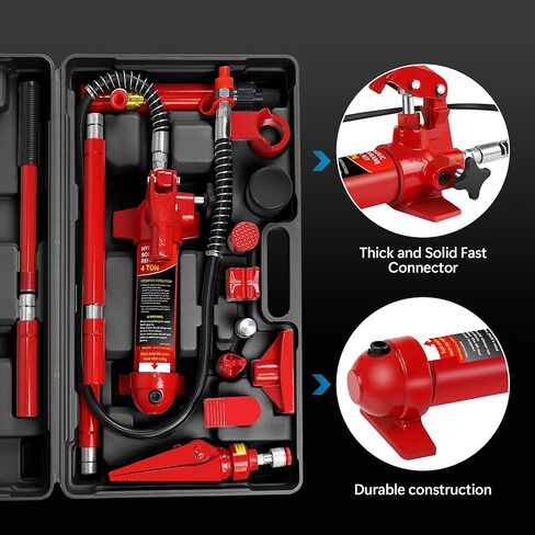 4 Ton Porta Power Kit, Portable Hydraulic Jack with 4.1 ft/1.25 m Oil Hose, 17 Pcs Hydraulic Ram, 8000 Lbs Capacity, Max Lifting Height 4.7"/120mm, Ram min Height 10.6"/270mm in Saudi Arabia