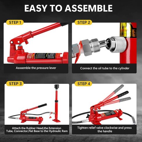 4 Ton Porta Power Kit, Portable Hydraulic Jack with 4.1 ft/1.25 m Oil Hose, 17 Pcs Hydraulic Ram, 8000 Lbs Capacity, Max Lifting Height 4.7"/120mm, Ram min Height 10.6"/270mm in Saudi Arabia