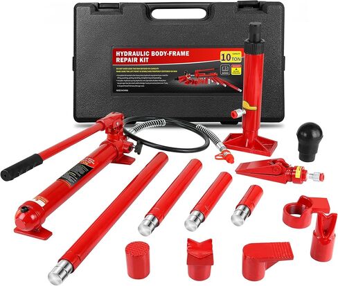 4 Ton Porta Power Kit, Portable Hydraulic Jack with 4.1 ft/1.25 m Oil Hose, 17 Pcs Hydraulic Ram, 8000 Lbs Capacity, Max Lifting Height 4.7"/120mm, Ram min Height 10.6"/270mm in Saudi Arabia