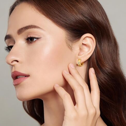 KKR 14K أقراط الذهب للنساء أقراط الذهب هوب للنساء الأطواق القرط للمرأة الأطواق زهرة صغيرة حساسة مع تصميم مجوف مكعب زركونيا هوب القرط للمرأة in Kuwait