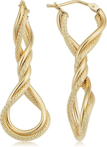 Kooljewelry 10k Yellow Gold Twisted Elongated Hoop Earrings in Saudi Arabia