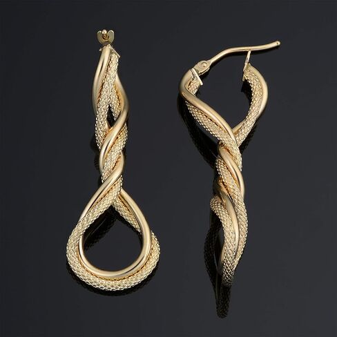 Kooljewelry 10k Yellow Gold Twisted Elongated Hoop Earrings in Saudi Arabia