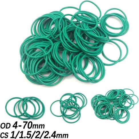 10PCS FKM O Ring Sealing Gasket Insulation Oil High Temperature Resistance Fluorine Rubber Green CS 1-2.4mm OD 4-70mm(OD 9mm,CS 2mm) in Kuwait