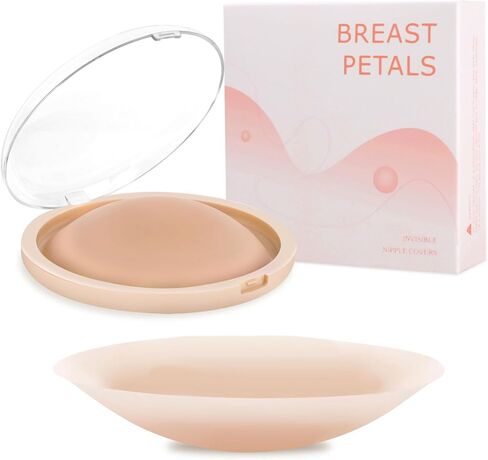 أغطية حلمات للنساء - أغطية حلمات سيليكون لاصقة قابلة لإعادة الاستخدام، غطاء حلمة بدون خياطة مع صندوق سفر أبيض in Kuwait