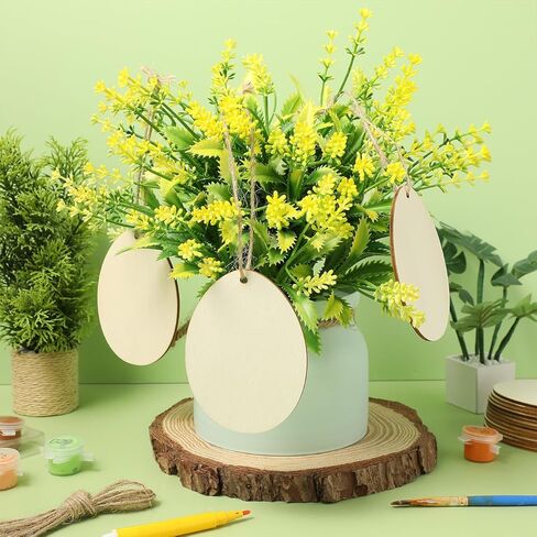 20pcs Easter Wooden Hanging Ornaments: Unfinished Egg Hanging Pendant Blank Wood Shapes for DIY Crafts Painting Spring Decor Party Decoration Gift for Kids Family Classroom in Saudi Arabia