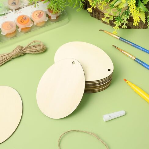 20pcs Easter Wooden Hanging Ornaments: Unfinished Egg Hanging Pendant Blank Wood Shapes for DIY Crafts Painting Spring Decor Party Decoration Gift for Kids Family Classroom in Saudi Arabia
