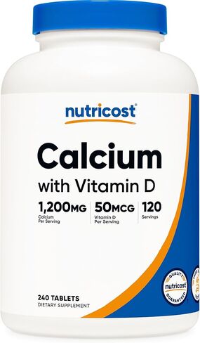 Nutricost Calcium with Vitamin D3, 240 Tablets - Calcium (1200mg) Vitamin D3 (50mcg) Per Serving - Non-GMO, Gluten Free in Kuwait