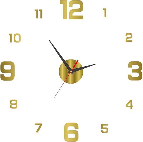 Self-Adhesive Silent Mirror Wall Clock - Noiseless DIY Installation | Modern Wall Sticker for Office & Home Decor, Black in Saudi Arabia
