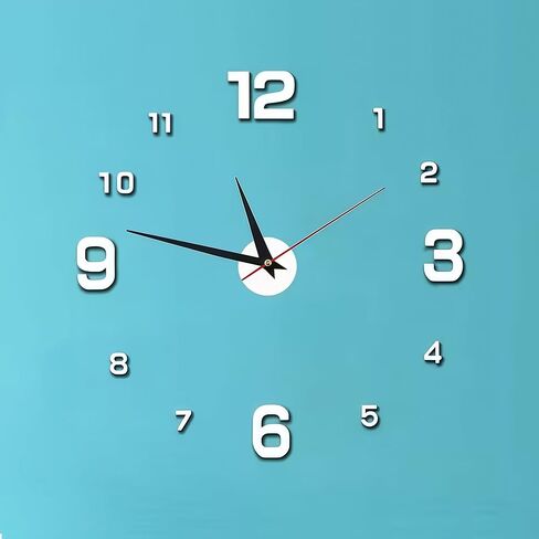 Self-Adhesive Silent Mirror Wall Clock - Noiseless DIY Installation | Modern Wall Sticker for Office & Home Decor, Black in Saudi Arabia