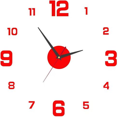Self-Adhesive Silent Mirror Wall Clock - Noiseless DIY Installation | Modern Wall Sticker for Office & Home Decor, Black in Saudi Arabia