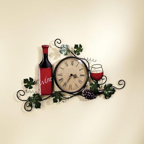 Fox Valley Traders Wine Wall Clock and Wine Glasses Decor Set in Kuwait